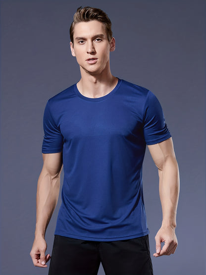 Men's Quick-Dry Athletic T-Shirt - Neon Green Workout Shirt, Lightweight Moisture-Wicking Gym Tee for Running, Training, Boxing, Cycling - Breathable Athletic Top with Round Neck, Gym Shirt, Sports Apparel, Sleek Design, Elas