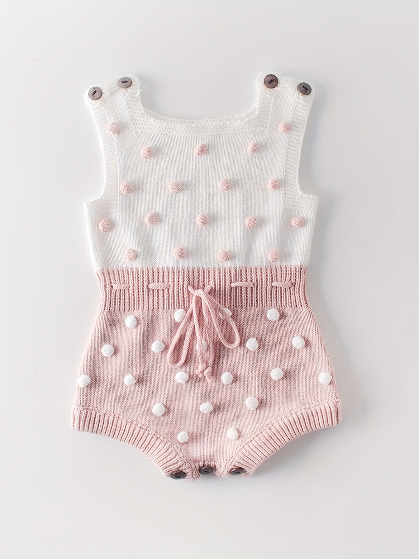 Adorable Hand-Knitted Newborn Baby Romper - Soft 100% Cotton, Pompom Details, Breathable, Comfortable, One-Piece Jumpsuit Overalls for Baby Boys and Girls, 2022 Latest Design