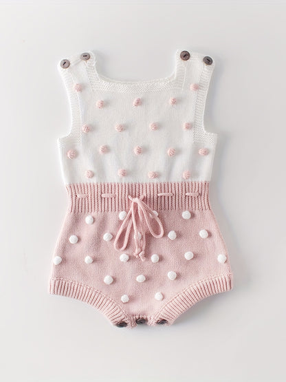 Adorable Hand-Knitted Newborn Baby Romper - Soft 100% Cotton, Pompom Details, Breathable, Comfortable, One-Piece Jumpsuit Overalls for Baby Boys and Girls, 2022 Latest Design