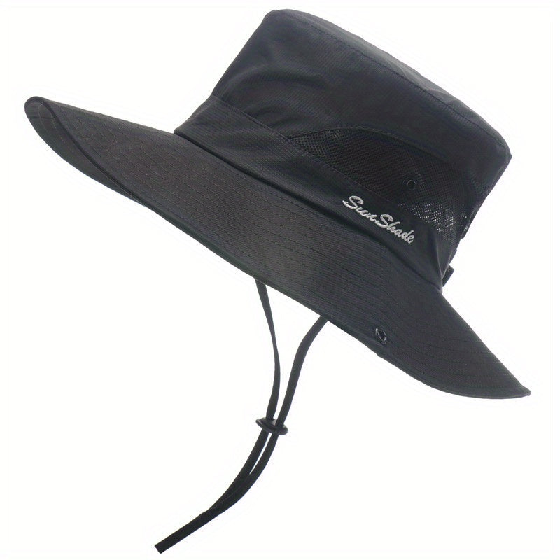 [Breathable Bucket Hat] Lightweight Breathable Mesh Bucket Hat | Unisex Foldable Wide Brim Fisherman's Cap with Ponytail Hole for Hiking and Daily Wear