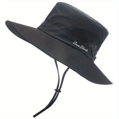 [Breathable Bucket Hat] Lightweight Breathable Mesh Bucket Hat | Unisex Foldable Wide Brim Fisherman's Cap with Ponytail Hole for Hiking and Daily Wear
