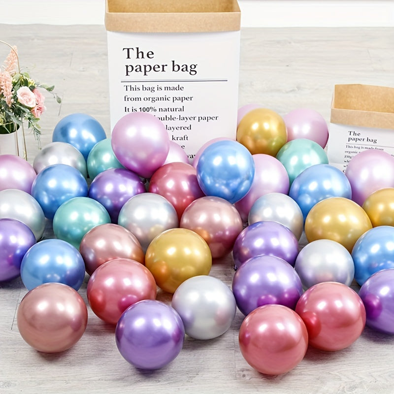 100pcs 5 Inch Metal Mixed Color Balloons With Roll Of Glue Dots Birthday Wedding Balloon Arch, Party Decorations Easter Gift
