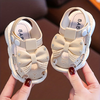 Girls Bow Tie Sandals With Buckle Belt, Summer Baby Toddler Shoes Princess Shoes Soft Bottom Infant 0-3 Years Old Little Kids Kindergarten Shoes With Assorted Colors