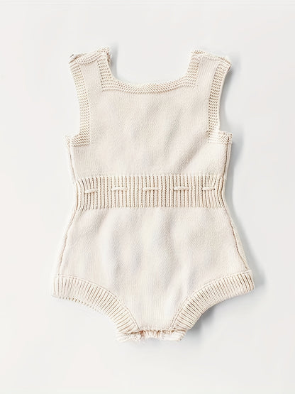 Adorable Hand-Knitted Newborn Baby Romper - Soft 100% Cotton, Pompom Details, Breathable, Comfortable, One-Piece Jumpsuit Overalls for Baby Boys and Girls, 2022 Latest Design