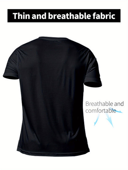 Men's Quick-Dry Athletic T-Shirt - Neon Green Workout Shirt, Lightweight Moisture-Wicking Gym Tee for Running, Training, Boxing, Cycling - Breathable Athletic Top with Round Neck, Gym Shirt, Sports Apparel, Sleek Design, Elas