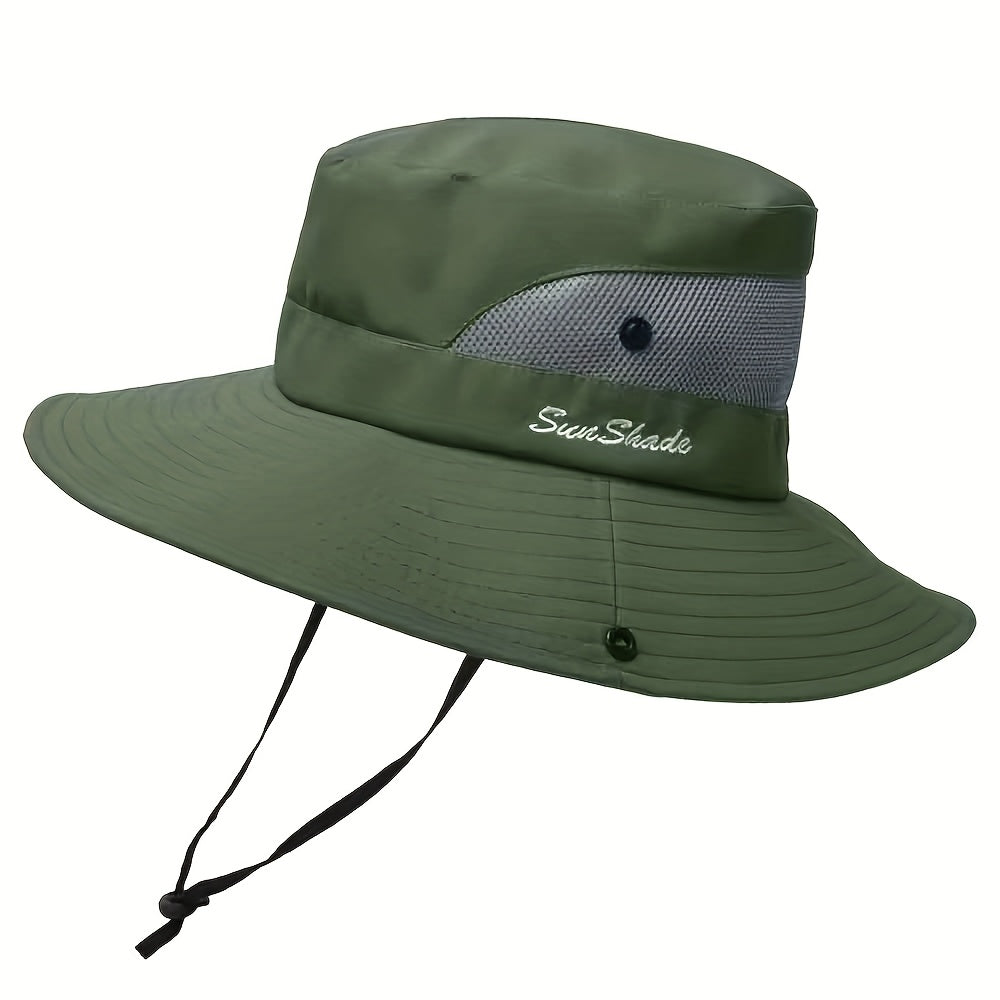 [Breathable Bucket Hat] Lightweight Breathable Mesh Bucket Hat | Unisex Foldable Wide Brim Fisherman's Cap with Ponytail Hole for Hiking and Daily Wear