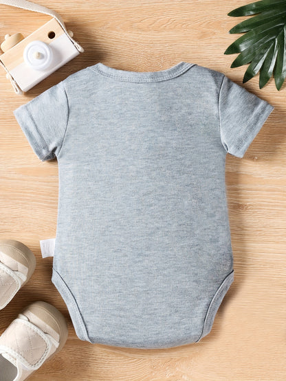 Baby Boys Baby Triangle Bodysuit I Wanna Be Just Like My Daddy Letter Print Newborn Cute Short Sleeve Crawling Clothes, for Outdoor