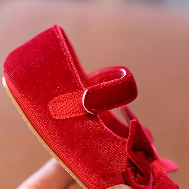 [Princess Mary Jane Flats] Princess Baby Girls Mary Jane Flats With Bowknot | First Walker Shoes Crib Shoes Wedding Party Christmas Dress Shoes