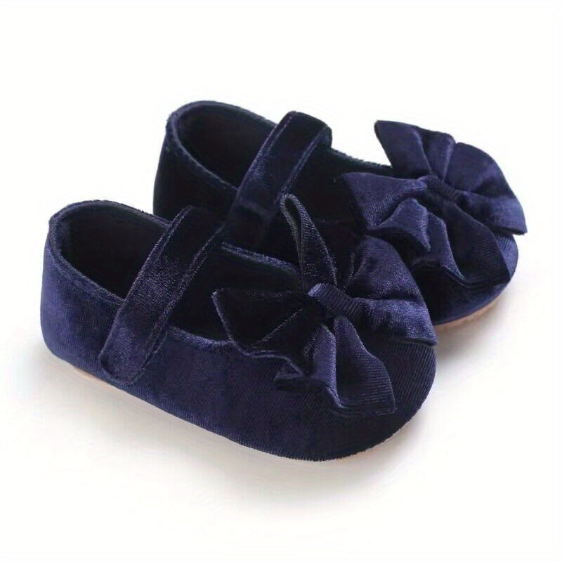 [Princess Mary Jane Flats] Princess Baby Girls Mary Jane Flats With Bowknot | First Walker Shoes Crib Shoes Wedding Party Christmas Dress Shoes
