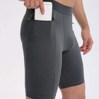Men's Compression Fitness Shapewear Shorts Zipper Pocket Elastic Sweatwicking Quick Drying Running Training Base Layer Sportswear