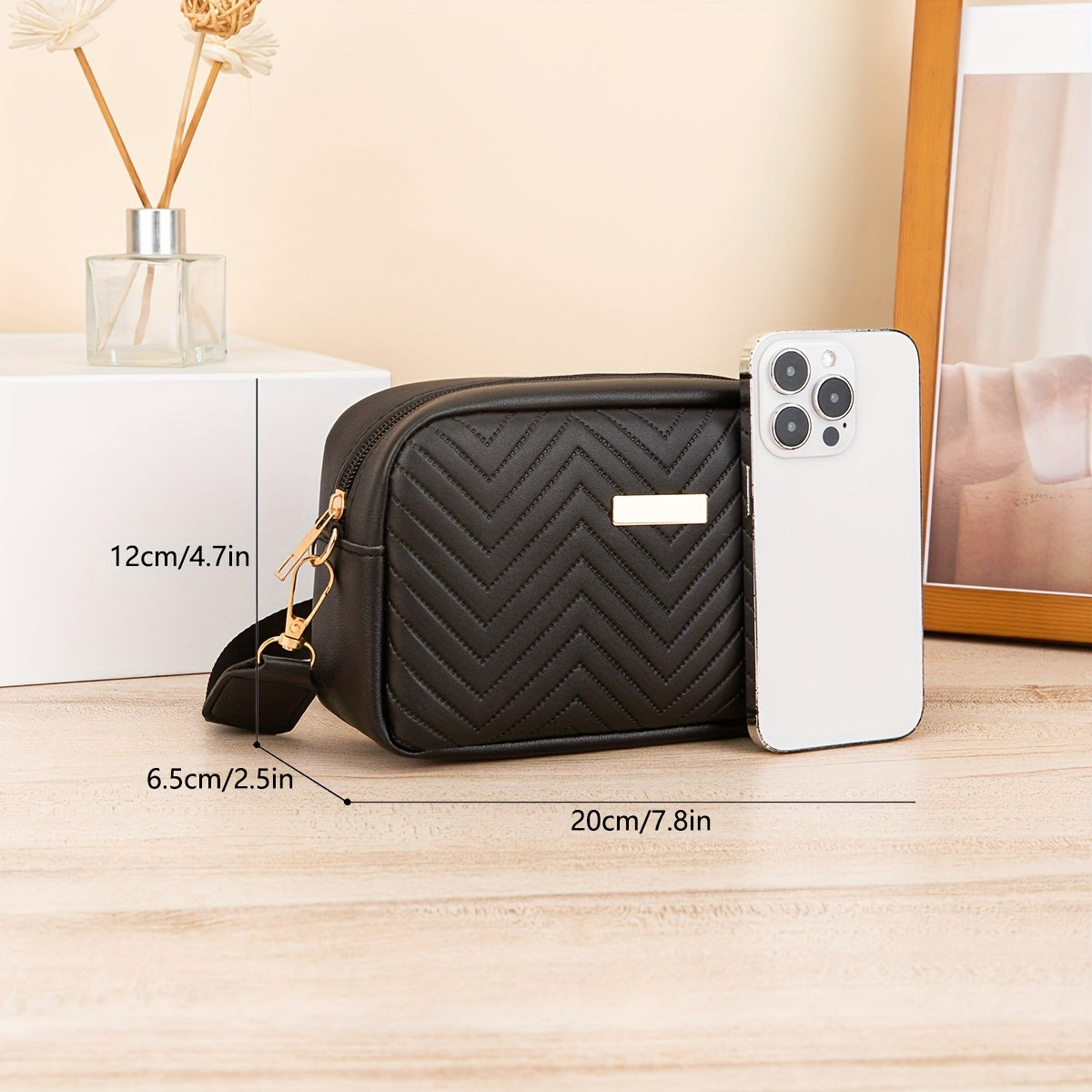 Mini Fashion Quilted Crossbody Bag, Trendy PU Shoulder Bag, Women's Casual Handbag & Phone Purse