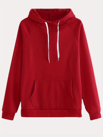 Women'S Casual Polyester Hooded Sweatshirt and Pants Set, Solid Color Long Sleeve Pullover with Pocket Detail, 100% Polyester Knit Fabric, Fall/Winter Sportswear