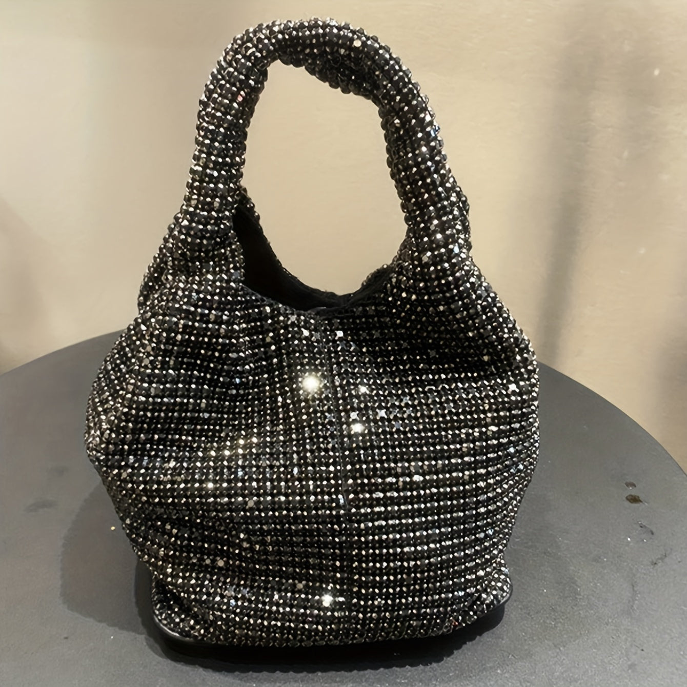 Luxurious Mini Rhinestone Bucket Handbag - Bling-Bling Evening Purse with Chain Strap, Fashionable, Spacious Interior, Perfect for Carnival, Mardi Gras, Music Festival, Party, Prom, and Night Out - Trendy, Glamorous, and Dura