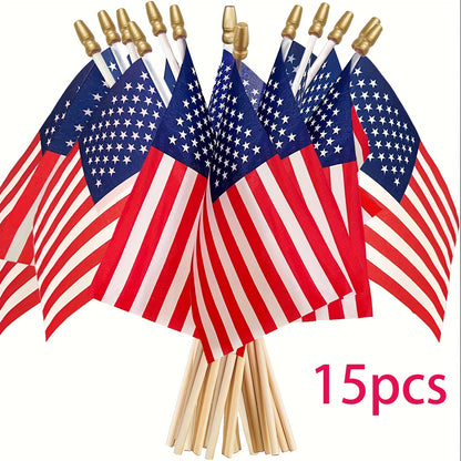 6pcs American Flags Small US Flags, Mini American Flag on Stick 4x6 Inch US American Hand Held Stick Flags