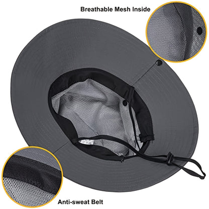[Breathable Bucket Hat] Lightweight Breathable Mesh Bucket Hat | Unisex Foldable Wide Brim Fisherman's Cap with Ponytail Hole for Hiking and Daily Wear