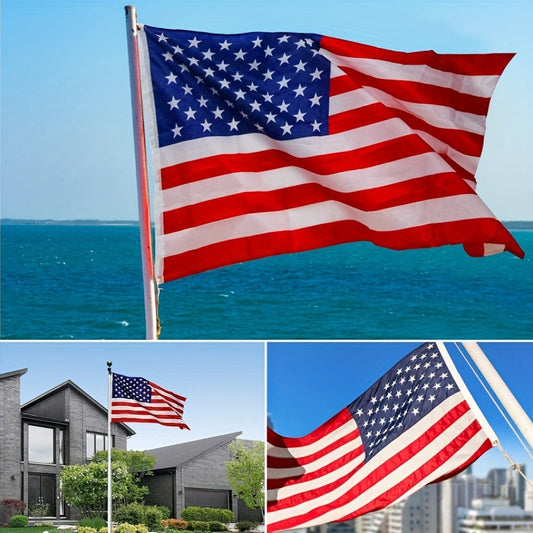 1pc, American Flag, Bright Color And UV Fade Proof Polyester, Quadruple-Stitched Header And Double Stitched Edges, USA Flag With Brass Grommets For Outdoor Yard Garden Farmhouse Indoor Room Decor