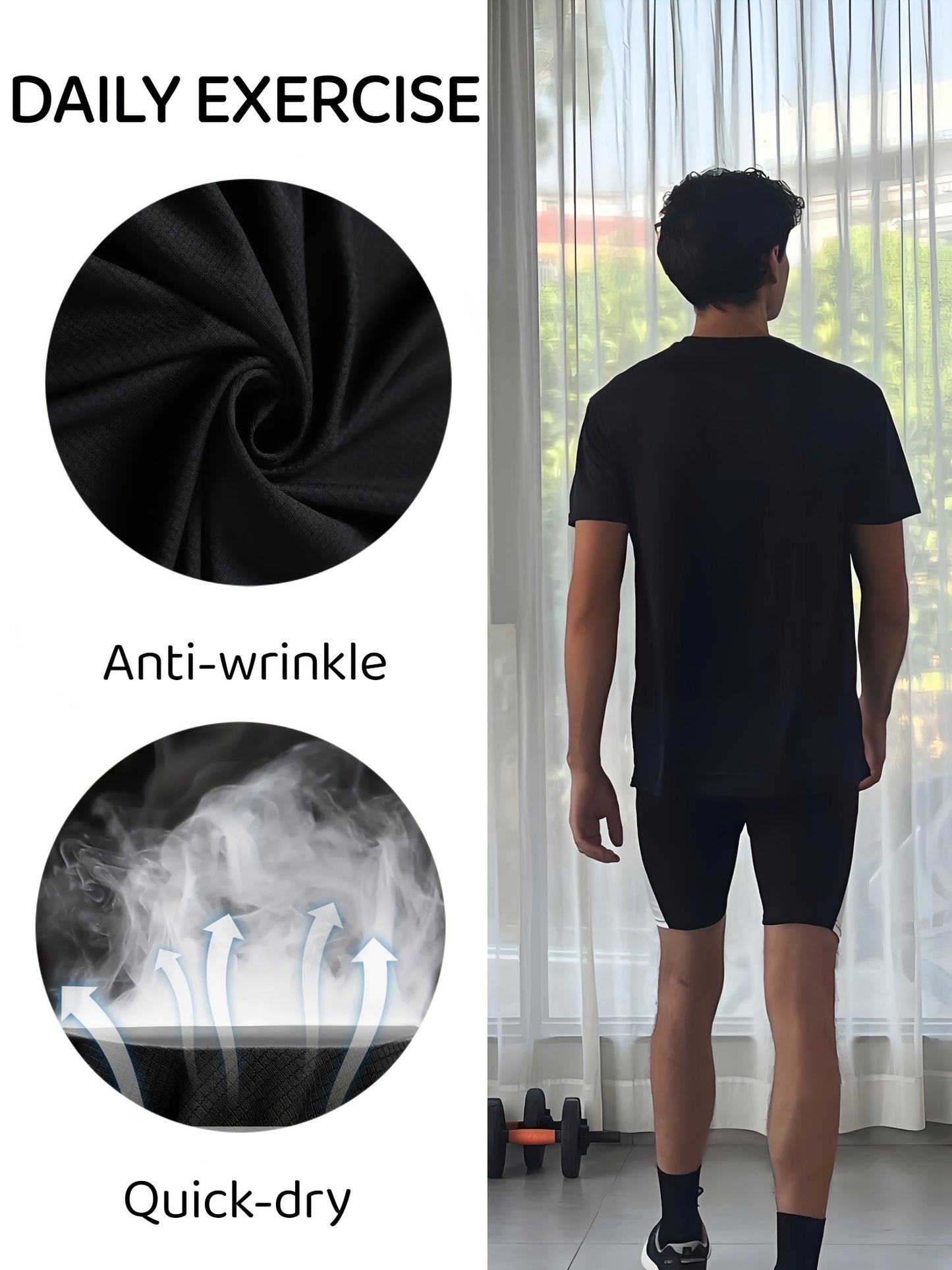 5pcs Mens Shirts Solid Color Simple Summer T-shirt Outdoor Breathable Quick Drying Clothes Running Fitness Sportswear