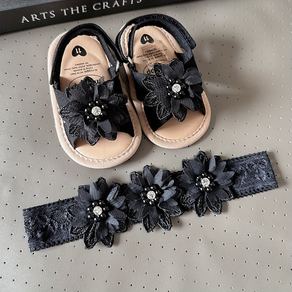 Baby Girls Flower Comfy Non-Slip Crib Shoes For First Walkers Newborn Infant, Spring And Summer