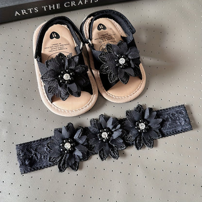Baby Girls Flower Comfy Non-Slip Crib Shoes For First Walkers Newborn Infant, Spring And Summer