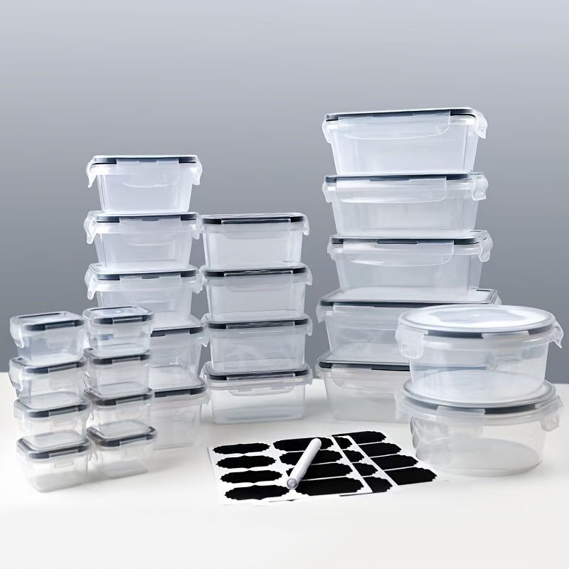 [Popular Choice] 24pcs Microwave Safe Kitchen Storage Container Set - Leakproof, Shatterproof Plastic Meal Prep Containers with Airtight Lids, Labels & Marker Pen, Transparent Food Storage for Countertops, Freshness-Keeping,