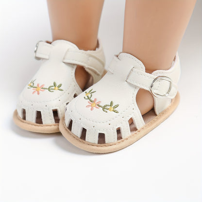 Baby Girls Flower Comfy Non-Slip Crib Shoes For First Walkers Newborn Infant, Spring And Summer