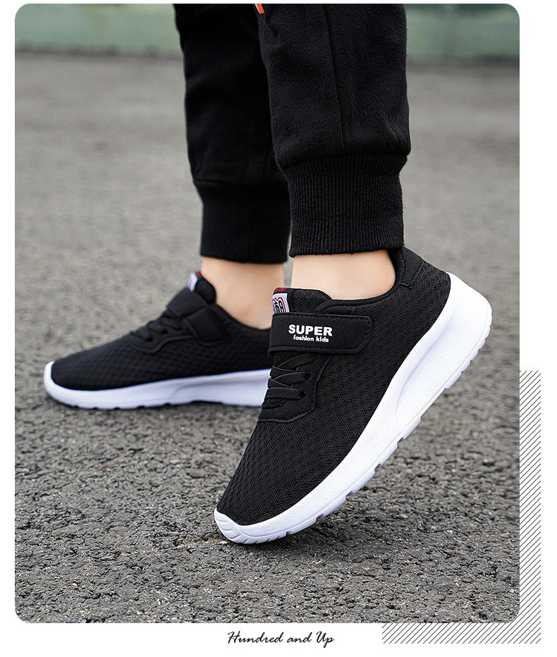 Boys Casual Mesh Breathable Sneakers, Lightweight Platform Low Top Lace-up Durable Shoes For Spring Outdoor