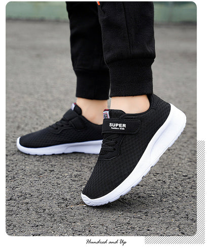 Boys Casual Mesh Breathable Sneakers, Lightweight Platform Low Top Lace-up Durable Shoes For Spring Outdoor