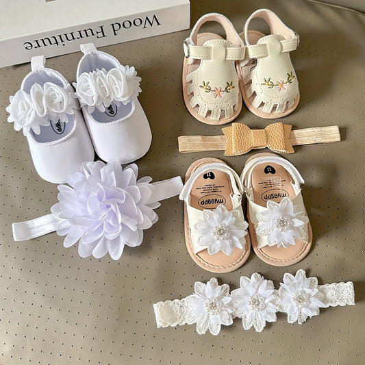 Baby Girls Flower Comfy Non-Slip Crib Shoes For First Walkers Newborn Infant, Spring And Summer