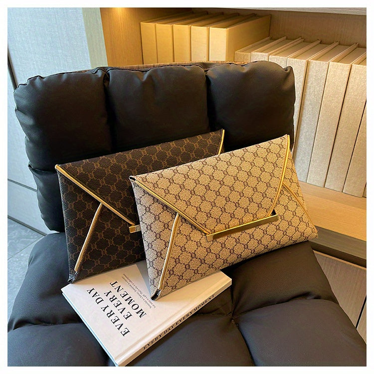 Timeless Vintage Envelop Clutch Wallet - Retro Pattern Coin Purse with Secure Closure - Stylish Square Womens Bag for Daily Glamour and Evening Events