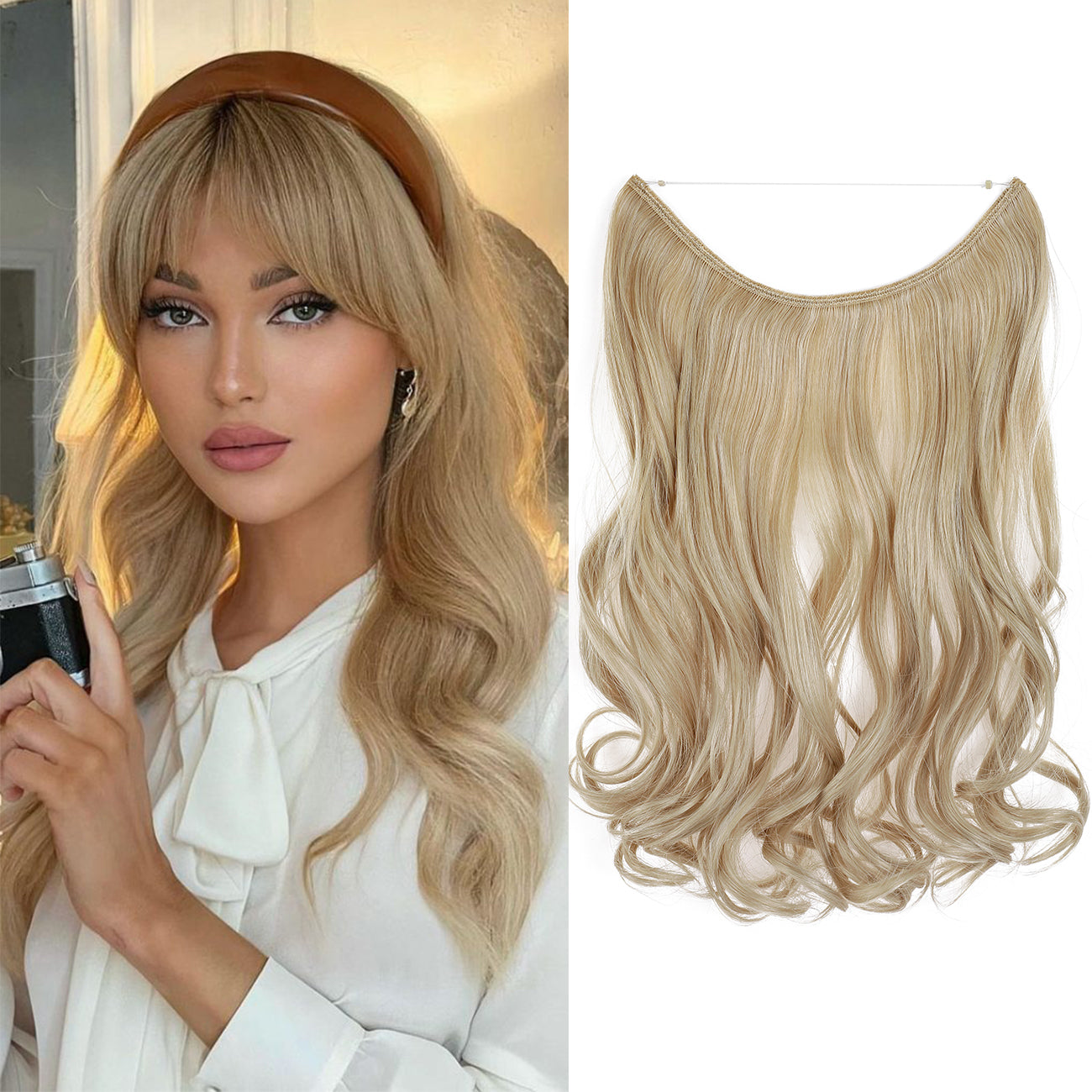 Hair Extensions Invisible Hair Extensions Secret Hidden Wire Long Curly Hair Pieces For Women Synthetic