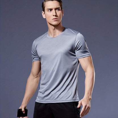 Men's Quick-Dry Athletic T-Shirt - Neon Green Workout Shirt, Lightweight Moisture-Wicking Gym Tee for Running, Training, Boxing, Cycling - Breathable Athletic Top with Round Neck, Gym Shirt, Sports Apparel, Sleek Design, Elas