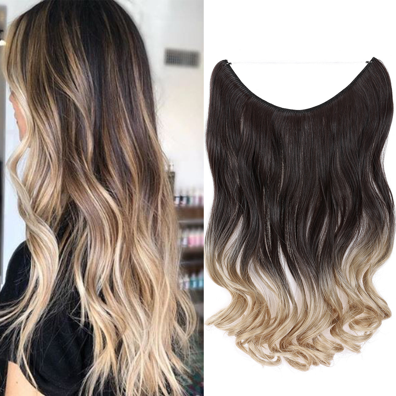 Hair Extensions Invisible Hair Extensions Secret Hidden Wire Long Curly Hair Pieces For Women Synthetic
