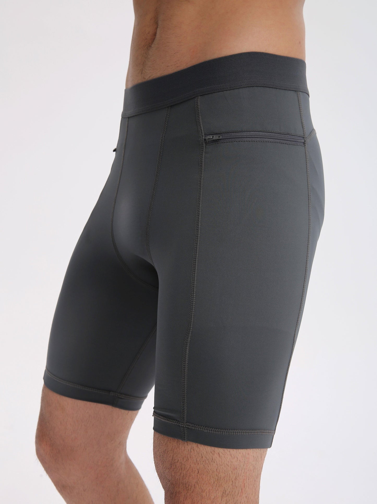 Men's Compression Fitness Shapewear Shorts Zipper Pocket Elastic Sweatwicking Quick Drying Running Training Base Layer Sportswear