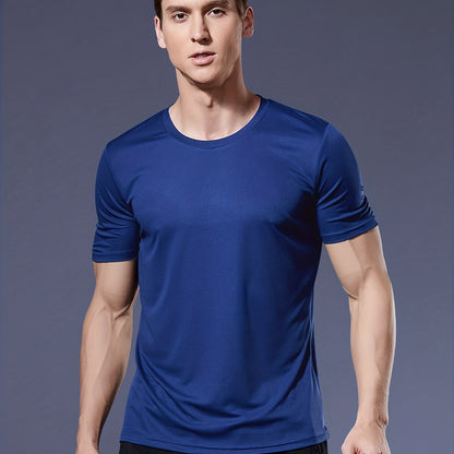 Men's Quick-Dry Athletic T-Shirt - Neon Green Workout Shirt, Lightweight Moisture-Wicking Gym Tee for Running, Training, Boxing, Cycling - Breathable Athletic Top with Round Neck, Gym Shirt, Sports Apparel, Sleek Design, Elas